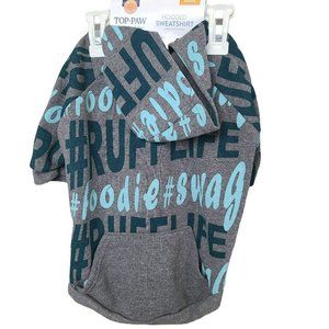 Top Paw Pet Dog Streetwear Hashtag Hoodie Sz MED Blue Gray Kangaroo Pocket